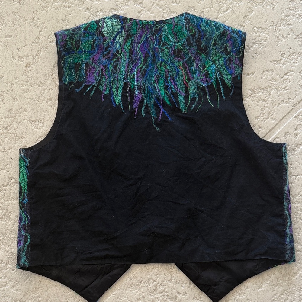 Handmade Silk Multicolored Abstract Women's Vest - Picture 7 of 9